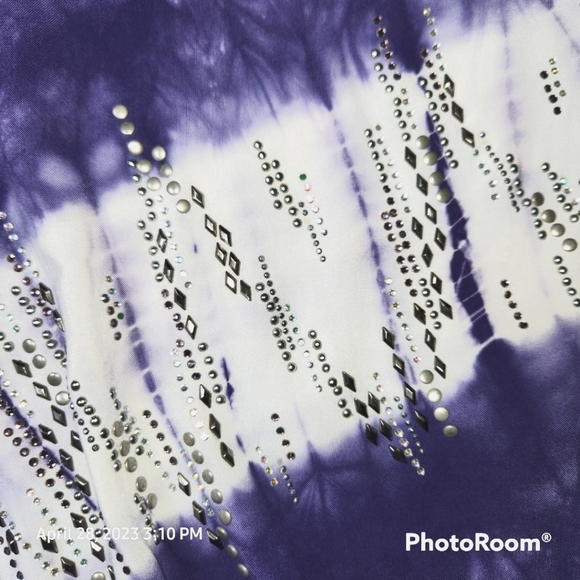 Dressbarn Slip On Blouse Front Tie and White Bling - Picture 5 of 8